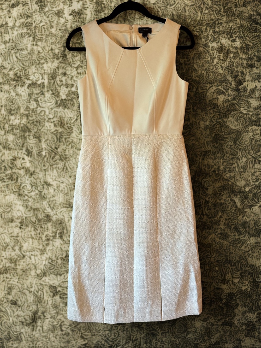 Carlisle Gigi Mixed Media Sheath Dress Ivory White Quiet Luxury Sz 2 NWT